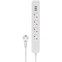 Listwa zasilajca przeciwprzepiciowa 4 gniazda z 3xUSB-A, Fast Charge, 1, 5m, LZ-12