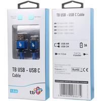 Kabel USB-USB C 1.5m niebieski sznurek premium