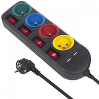 Listwa zasilajca z wycznikami 4 gniazda + 2xUSB przeduacz MCE229B Czarna