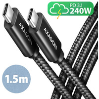BUCM2-CM15AB Kabel USB-C - USB-C, 1.5m 5A charging, ALU, 240W PD, oplot, USB2.0, czarny