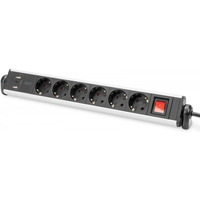 Listwa zasilajca biurowa 45 6 gniazd, 2xUSB-A 1xUSB-C (5V/3, 4A) moliwo obrotu o 180, aluminiowa, z zaciskiem na blat
