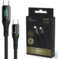 Kabel USB Typ-C do USB Typ-C Smart Life Braided 100W 2m czarny z wywietlaczem LED