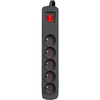 Listwa zasilajca R5 3m wtyk prosty 5x230V PL czarna