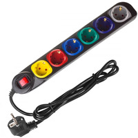 Listwa zasilajca 1, 5m 250VAC/10A MCE509 B 2500 Q, IP20, 6 gniazd, prd znamionowy 10A, czarny