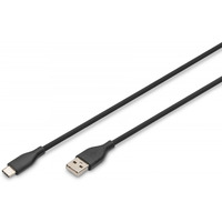 Kabel zasilajcy silikonowy USB-A - USB-C, USB 2.0 60W, 0, 5m Czarny