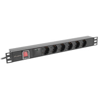 Listwa zasilajca rack PDU 19 cali 1U 16A 6x230V schuko 2m czarna