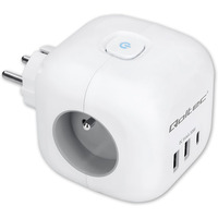 Kostka zasilajca przeduacz 6w1 z podwietlanym wcznikiem | 3x AC | 2x USB | 1x USB-C PD 20W | biaa