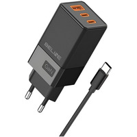 adowarka sieciowa 65W GaN 2xUSB-C + USB-A +Kabel USB-C Czarna