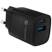 adowarka sieciowa Ribera GAN 1X USB-A + 1X USB-C 30W Czarna