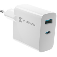 adowarka sieciowa Ribera GAN 1X USB-A + 1X USB-C 45W Biaa