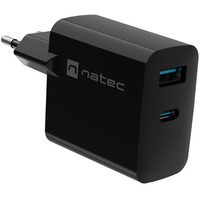 adowarka sieciowa Ribera GAN 1X USB-A + 1X USB-C 65W Czarna
