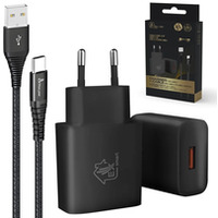 Zestaw Smart Life USB Type-A do Type-C, 200cm, Czarny + adowarka12W czarna