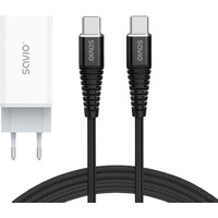 adowarka sieciowa 65W GaN LA-07 z kablem typu C-USB typ C 100W 1m, biao-czarna
