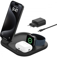 Magnetyczna podstawka adujca BOOSTCHARGE 3w1 Qi2 15W czarna skadana