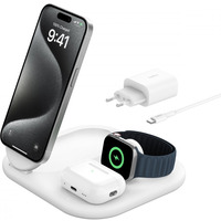 Magnetyczna podstawka adujca BOOSTCHARGE 3w1 Qi2 15W biaa skadana