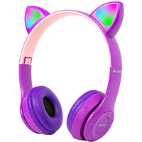 Suchawki bezprzewodowe Bluetooth 5.0 LED dla dzieci fioletowe uszy