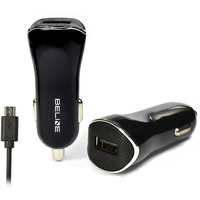 adowarka samochodowa USB + microUSB 1A czarna