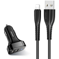 adowarka samochodowa 2xUSB C13 2.1 A lightning czarny NTU35LC13TZ