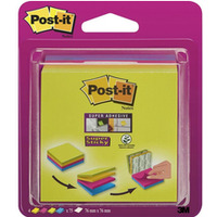 Multi kostka samoprzylepna POST-IT Super Sticky (2014-SC-BYFG), 76x76mm, 4x75 kart., mix kolorw