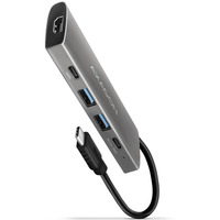 HMC-5G21 Wieloportowy hub USB 5in1, 10Gbps, 2x USB-A + 2x USB-C + HDMI 4K/30Hz, PD 60W, 13cm USB-C kabel