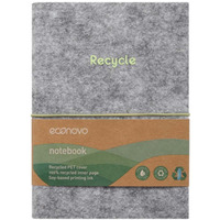 Notes ECONOVO, z recyklingu, okadka z filcu, w linie, 96 kart, 70gsm, szary