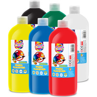 Farby plakatowe w butelkach 1000ml, mix kolorw A podstawowy, 60560 KOMA