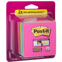 Kostka samoprzylepna POST-IT Super Sticky (2028-SS-RBWC), 76x76mm, 1x440 kart., mix kolorów
