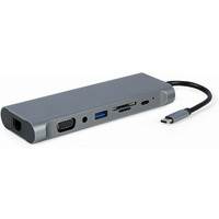 Hub USB-C HDMI DP VGA 4xUSB 3.1 USB-C PD audio card reader GbE