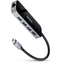 HMC-6GL Wieloportowy hub USB 6in1, 5Gbps, 3x USB-A, HDMI 4K/30Hz, GLAN, PD 100W, 20cm USB-C kabel