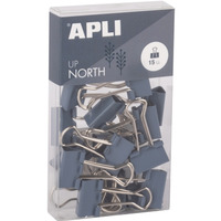 Klipy do dokumentw APLI Up North, 19mm, 15szt, pudeko z zawieszk, niebieskie