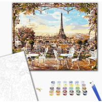 Malowanie po numerach BRUSHME, 40x50 cm, kawiarnia z widokiem na Wieżę Eiffla, 1 szt., w pudełku