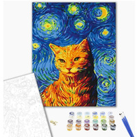 Malowanie po numerach BRUSHME, 40x50 cm, kot w gwia�dzist� noc, 1 szt., w pude�ku