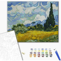 Malowanie po numerach BRUSHME, 40x50 cm, pole z zieloną pszenicą i cyprys, 1 szt., w pudełku