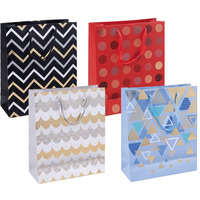 Torebka na prezenty DONAU HOME, laminowana, 25x30x10cm, caoroczna, sznurek, mix wzorw