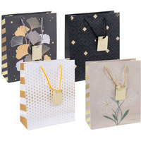 Torebka na prezenty DONAU HOME, laminowana, 25x30x10cm, caoroczna, sznurek, mix wzorw