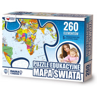 Puzzle edukacyjne GŁOWALA, mapa Świata, 260 elementów, 60x40cm