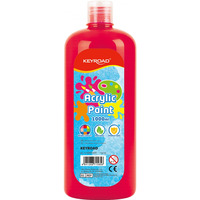 Farba akrylowa KEYROAD, 1000ml, butelka, czerwona