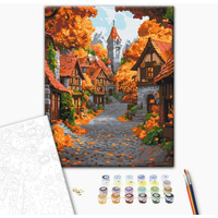Malowanie po numerach BRUSHME, 40x50 cm, padziernikowe miasteczko, 1 szt., w pudeku