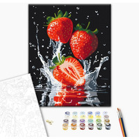 Malowanie po numerach BRUSHME, 40x50 cm, soczyste truskawki, 1 szt., w pudeku