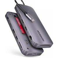 HMC-12GM2 Wieloportowy hub USB 12in1 + M.2 NVMe/SATA pozycja, 10Gbps, 3x USB-A, USB-C, HDMI 4K/60Hz, DP 4K/60Hz, GLAN, SD/microSD, audio, PD 100W, 50c