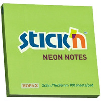 Bloczek STICKN 76x76mm zielony neonowy 100k 21167 STICKN