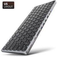 HMC-KB-US Klawiatura USB-C 5Gbps z wieloportowy hub 9in1, SD/microSD, 3x USB-A, HDMI 4K/60Hz, PD 100W, Audio, US layout, 60cm USB-C kabel