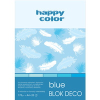 Blok Deco Blue A4, 170g, 20 ark, 5 kol. tonacja niebieska, Happy Color HA 3717 2030-032