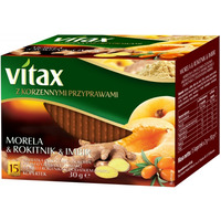 Herbata VITAX, owocowo-zioowa, morela, rokitnik i imbir, 15 kopert