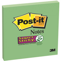 Bloczek samoprzylepny POST-IT Super Sticky (654-6SS-AW), 76x76mm, 1x90 kartek, zielony