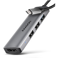 HMC-H3A Wieloportowy hub USB 4in1, 5Gbps, 3x USB-A (2x USB2.0, 1x USB3.0) + HDMI 4K/30Hz, metal, 15cm USB-C kabel
