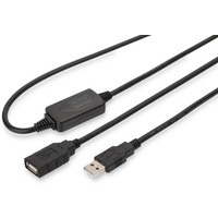 Kabel przedłużający USB 2.0 HighSpeed Typ USB A/USB A M/Ż aktywny, czarny 10m