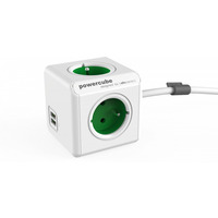 Listwa zasilająca PowerCube Extended USB 1,5m 2402GN/FREUPC Zielona