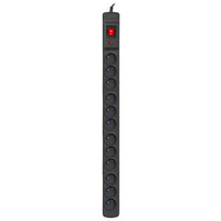 Listwa przeciwprzepiciowa M12/16A Rack 19´´ 2.5m czarna (12 gniazd) do montau pionowego