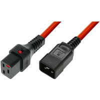 Kabel zasilajcy serwerowy blokada IEC LOCK 3x1, 5mm2 C20 prosty/C19 prosty M/ 2m Czerwony